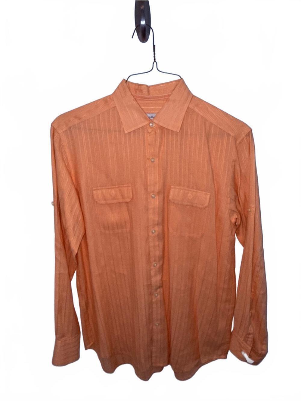 Tommy Bahama Men's Striped Orange Button-Down Shirt